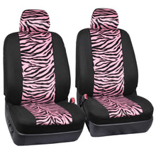 Load image into Gallery viewer, carXS Zebra Print Car Seat Covers Full Set, Includes Matching Seat Belt Pads and Steering Wheel Cover, Two-Tone Animal Print Pink Seat Covers for Cars for Women, Car Seat Protector Interior Covers