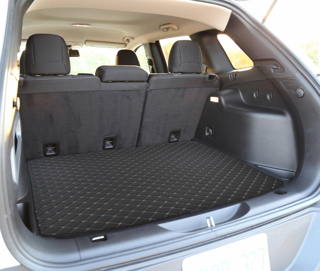 Motor Trend Leatherette Trunk Mat Cargo Liner Custom Exact Fit - Luxury Padded PU Leather - For Jeep Cherokee 2014-2016