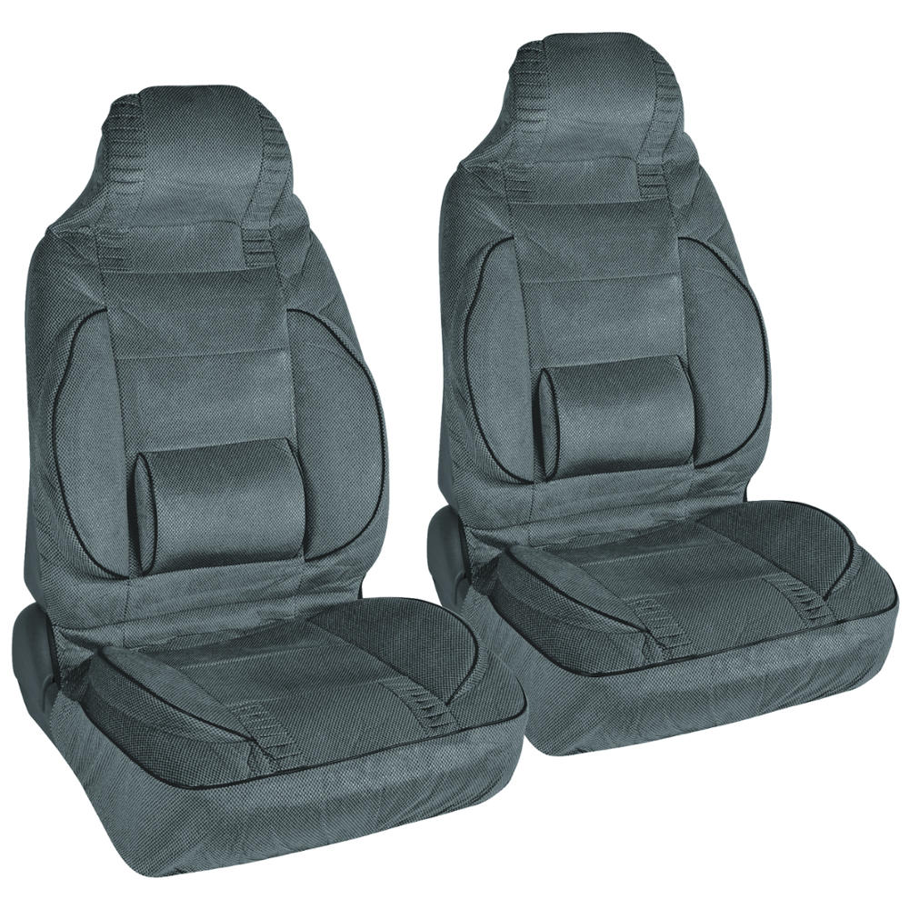 BackSaver Cushioned Comfort - Set of 2 High Back Seat Covers with Built-in Lumbar Support