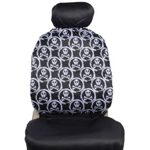 Load image into Gallery viewer, White Skull Pattern Full Car Seat Cover Set for Front and Rear (9pc) - Black/ White