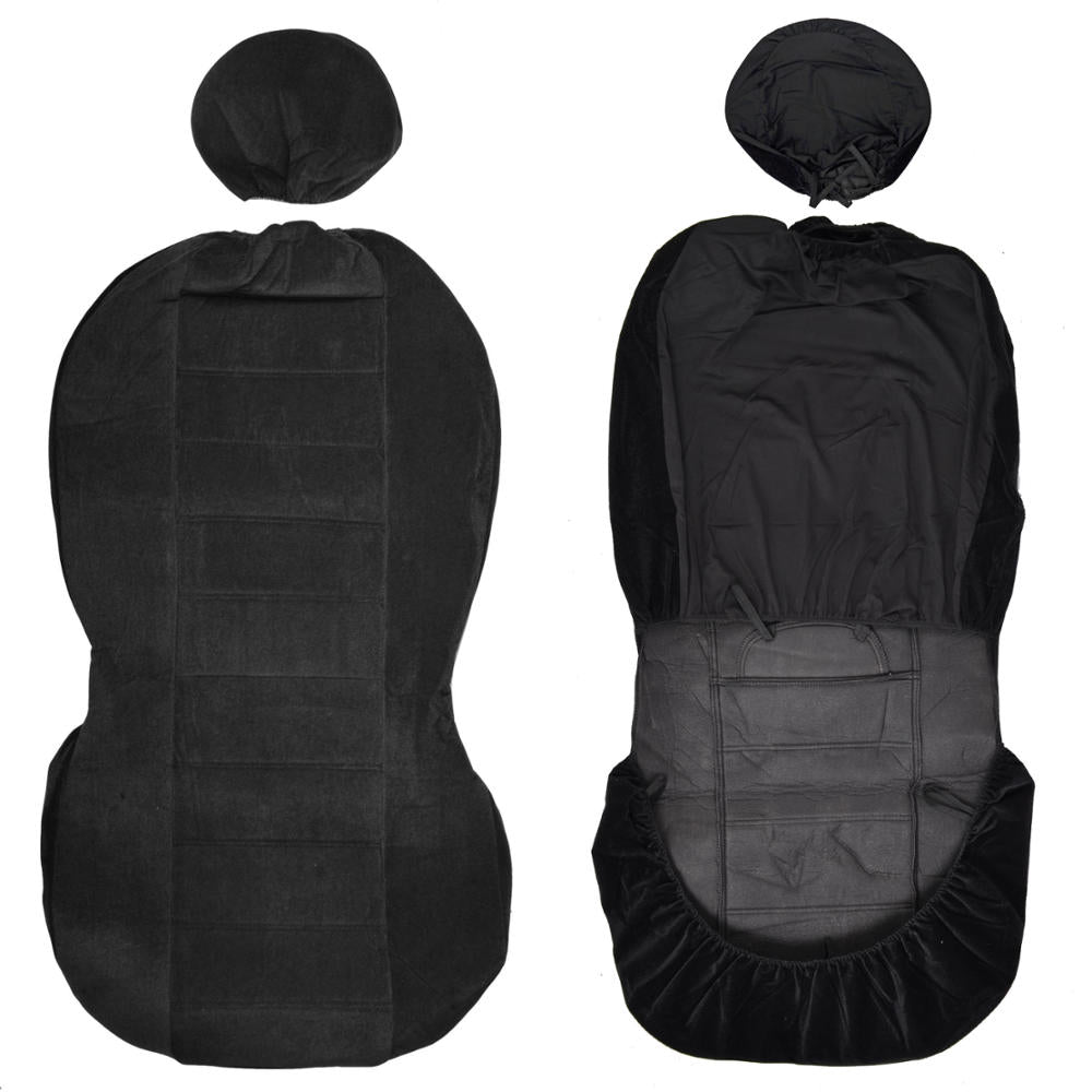 BDK Black Car Seat Covers Full Cloth XL Size Encore Style 4 pc Premium New