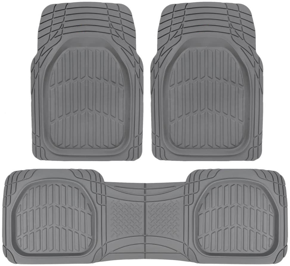 BDK Sharper Image Deep Dish Rubber Floor Mats, Front & Rear for Car Truck & SUV, Thick Heavy Duty Performance, Custom Trimmable, Odorless All Weather Se
