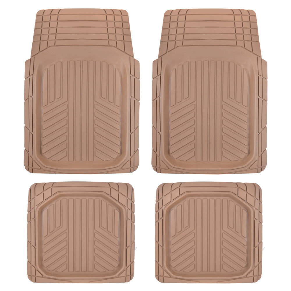 BDK Sharper Image Deep Dish Rubber Floor Mats, Front & Rear for Car Truck & SUV, Thick Heavy Duty Performance, Custom Trimmable, Odorless All Weather Set