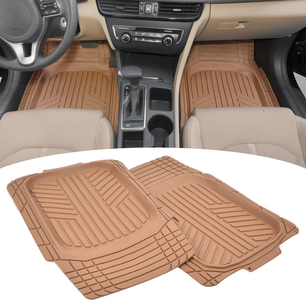 BDK Sharper Image Deep Dish Rubber Floor Mats, Front & Rear for Car Truck & SUV, Thick Heavy Duty Performance, Custom Trimmable, Odorless All Weather Set