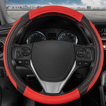 Load image into Gallery viewer, BDK GripTech Sport Red Steering Wheel Cover for Car Truck Van SUV, Standard 15 inch Size, Two-Tone Advanced Traction Grip, Comfortable Ergonomic Car Steering Wheel Cover