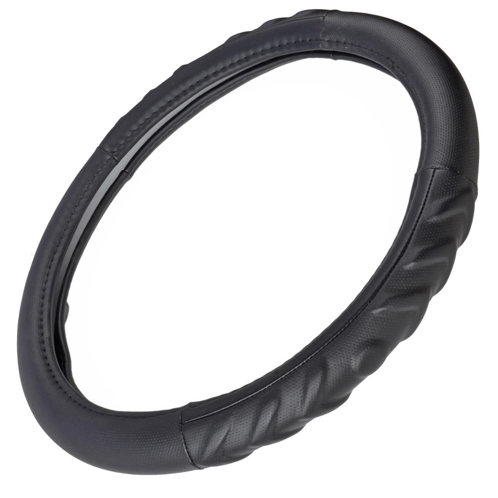 BDK Universal Fit Comfort Grip Sport Grip BPA Free Odorless Steering Wheel Cover - (Black)