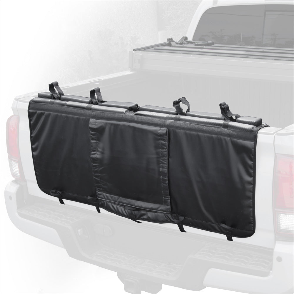 Motor Trend Truck Tailgate Pad for Mountain Bikes – Durable 1 Inch Foam Cover with Carbon Fiber Design, Shock Resistant with Handle and Backup Camera Window (48 inch x 18 inch)