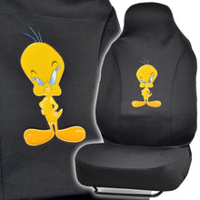 Load image into Gallery viewer, Sassy Tweety Bird Front Car Seat Covers for High-Back Bucket Seats (2pc) - Black/ Yellow