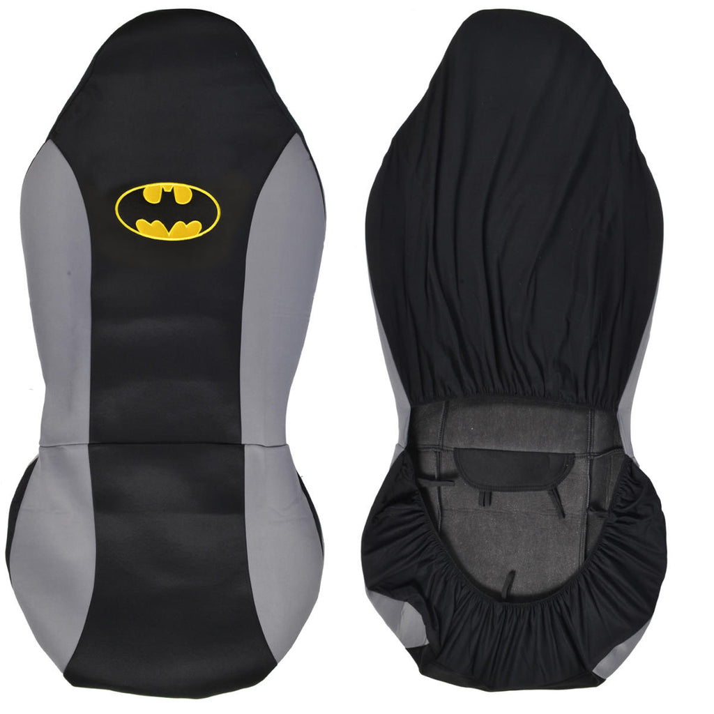 Batman 2-Tone Front Car Seat Covers for High-Back Bucket Seats (2pc) - Black/ Gray